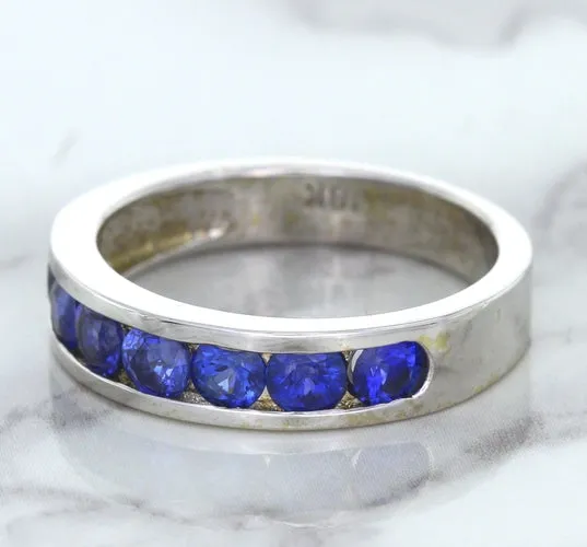 1.22ctw Round Blue Sapphire Ring in 18K White Gold