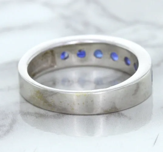 1.22ctw Round Blue Sapphire Ring in 18K White Gold