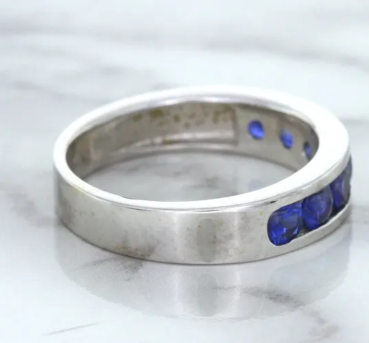 1.22ctw Round Blue Sapphire Ring in 18K White Gold