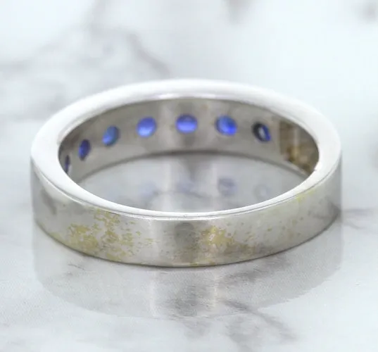 1.22ctw Round Blue Sapphire Ring in 18K White Gold