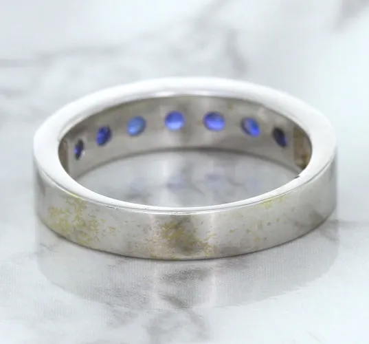 1.22ctw Round Blue Sapphire Ring in 18K White Gold
