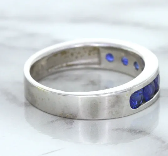 1.22ctw Round Blue Sapphire Ring in 18K White Gold