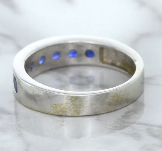 1.22ctw Round Blue Sapphire Ring in 18K White Gold