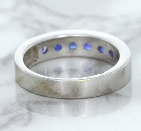 1.22ctw Round Blue Sapphire Ring in 18K White Gold
