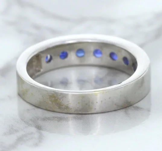 1.22ctw Round Blue Sapphire Ring in 18K White Gold