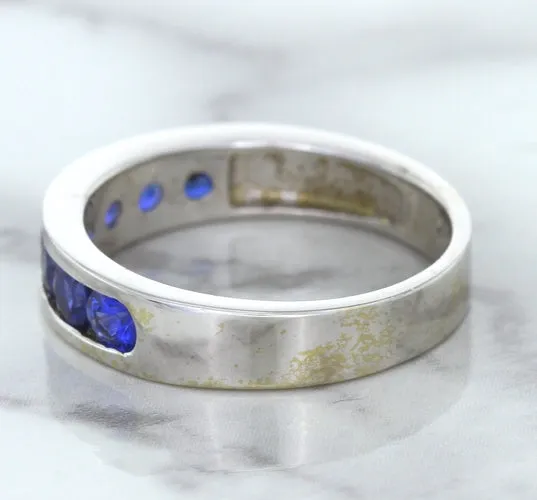 1.22ctw Round Blue Sapphire Ring in 18K White Gold