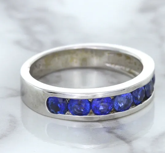 1.22ctw Round Blue Sapphire Ring in 18K White Gold