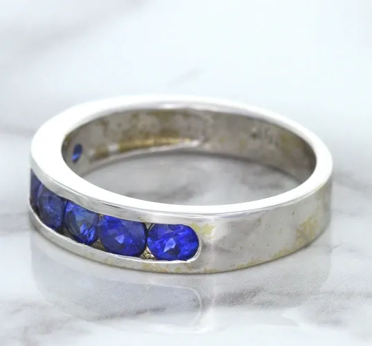 1.22ctw Round Blue Sapphire Ring in 18K White Gold