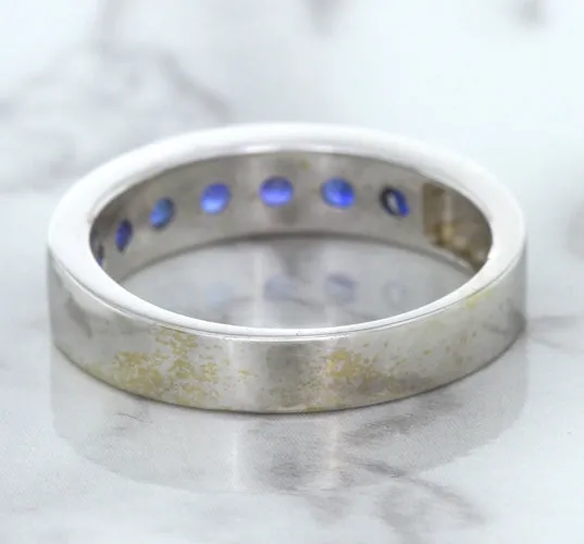 1.22ctw Round Blue Sapphire Ring in 18K White Gold