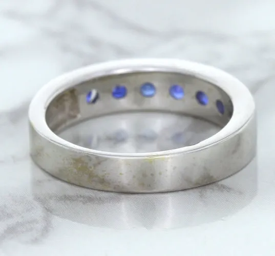 1.22ctw Round Blue Sapphire Ring in 18K White Gold