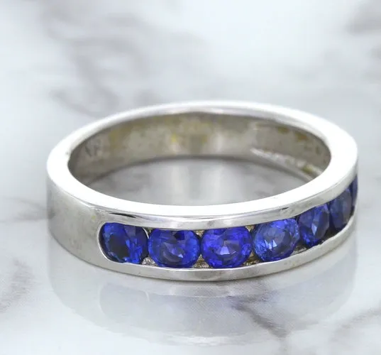 1.22ctw Round Blue Sapphire Ring in 18K White Gold