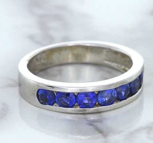1.22ctw Round Blue Sapphire Ring in 18K White Gold