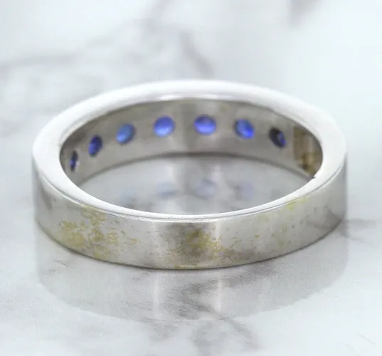 1.22ctw Round Blue Sapphire Ring in 18K White Gold