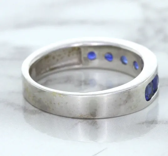 1.22ctw Round Blue Sapphire Ring in 18K White Gold