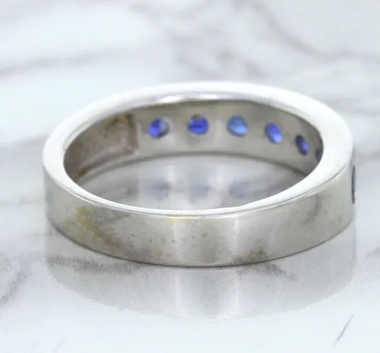 1.22ctw Round Blue Sapphire Ring in 18K White Gold