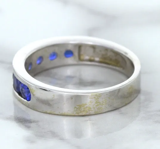 1.22ctw Round Blue Sapphire Ring in 18K White Gold