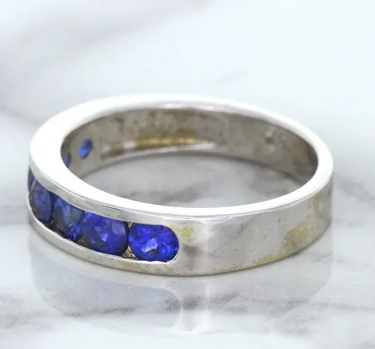 1.22ctw Round Blue Sapphire Ring in 18K White Gold
