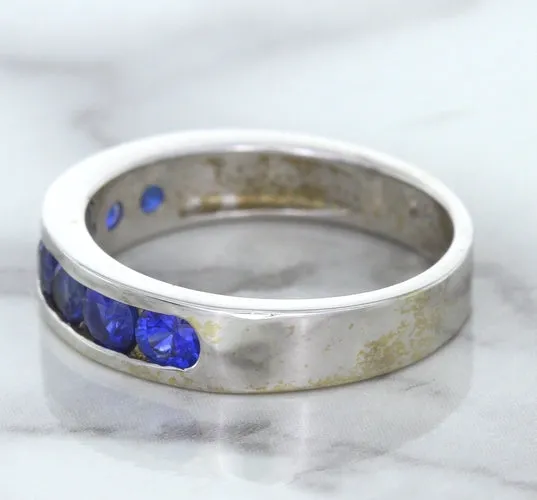 1.22ctw Round Blue Sapphire Ring in 18K White Gold