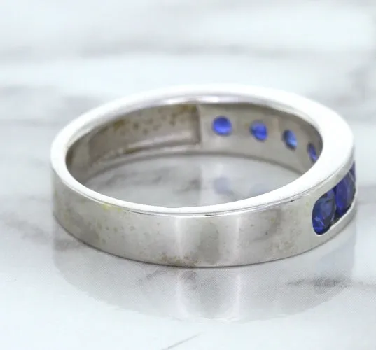 1.22ctw Round Blue Sapphire Ring in 18K White Gold