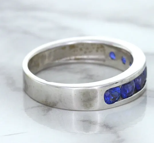 1.22ctw Round Blue Sapphire Ring in 18K White Gold