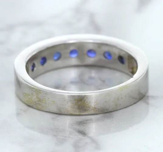 1.22ctw Round Blue Sapphire Ring in 18K White Gold