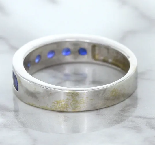 1.22ctw Round Blue Sapphire Ring in 18K White Gold
