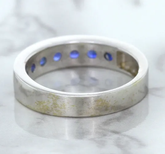 1.22ctw Round Blue Sapphire Ring in 18K White Gold