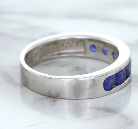 1.22ctw Round Blue Sapphire Ring in 18K White Gold