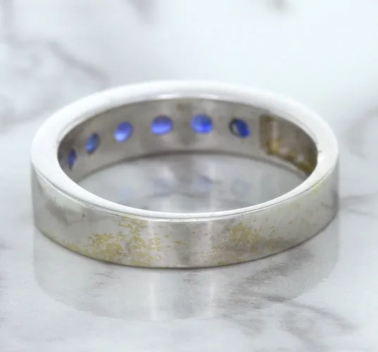 1.22ctw Round Blue Sapphire Ring in 18K White Gold