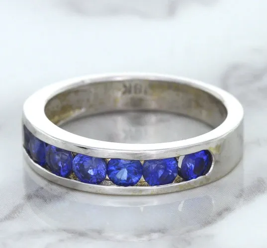 1.22ctw Round Blue Sapphire Ring in 18K White Gold