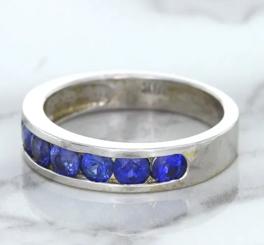 1.22ctw Round Blue Sapphire Ring in 18K White Gold