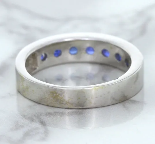 1.22ctw Round Blue Sapphire Ring in 18K White Gold