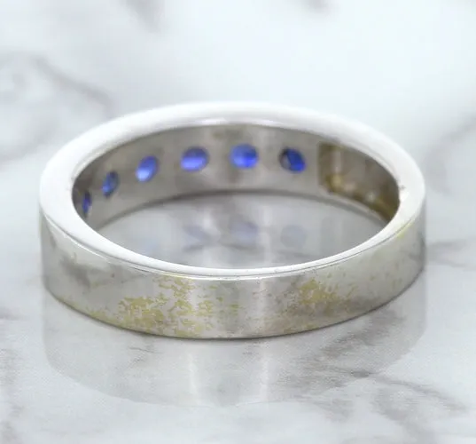 1.22ctw Round Blue Sapphire Ring in 18K White Gold