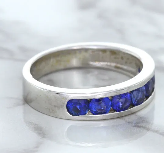 1.22ctw Round Blue Sapphire Ring in 18K White Gold