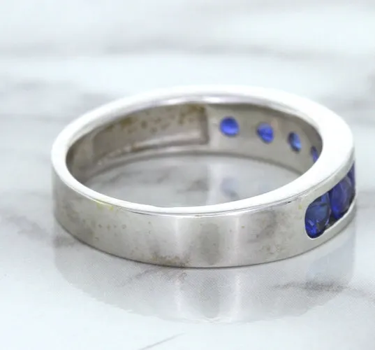 1.22ctw Round Blue Sapphire Ring in 18K White Gold