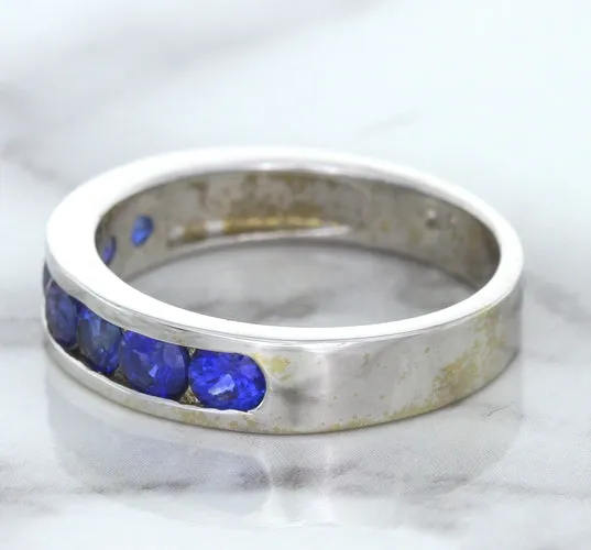 1.22ctw Round Blue Sapphire Ring in 18K White Gold