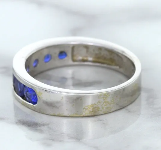 1.22ctw Round Blue Sapphire Ring in 18K White Gold