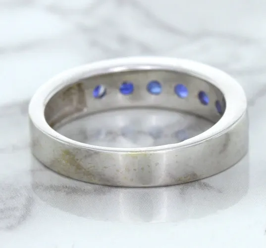 1.22ctw Round Blue Sapphire Ring in 18K White Gold