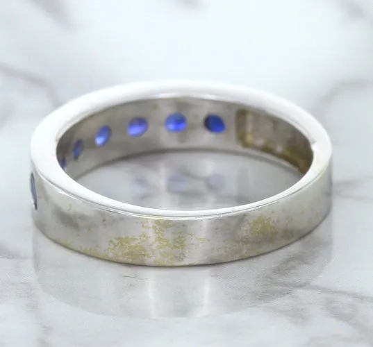 1.22ctw Round Blue Sapphire Ring in 18K White Gold