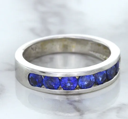 1.22ctw Round Blue Sapphire Ring in 18K White Gold