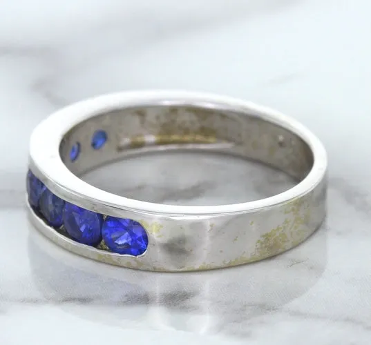 1.22ctw Round Blue Sapphire Ring in 18K White Gold