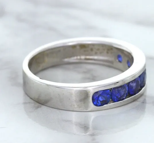 1.22ctw Round Blue Sapphire Ring in 18K White Gold