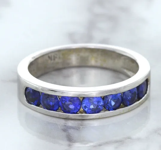 1.22ctw Round Blue Sapphire Ring in 18K White Gold