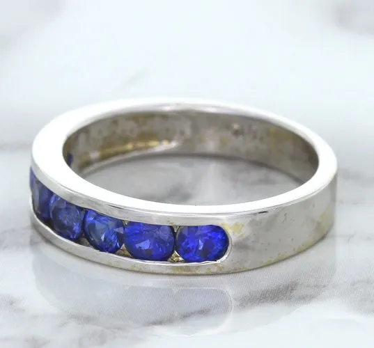 1.22ctw Round Blue Sapphire Ring in 18K White Gold