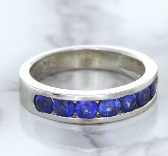 1.22ctw Round Blue Sapphire Ring in 18K White Gold