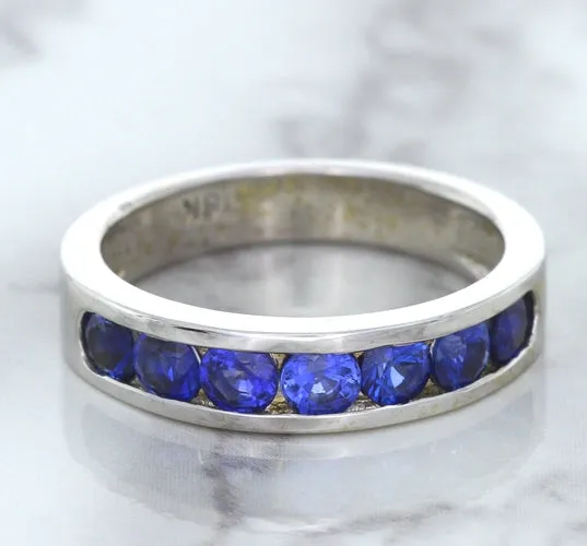 1.22ctw Round Blue Sapphire Ring in 18K White Gold