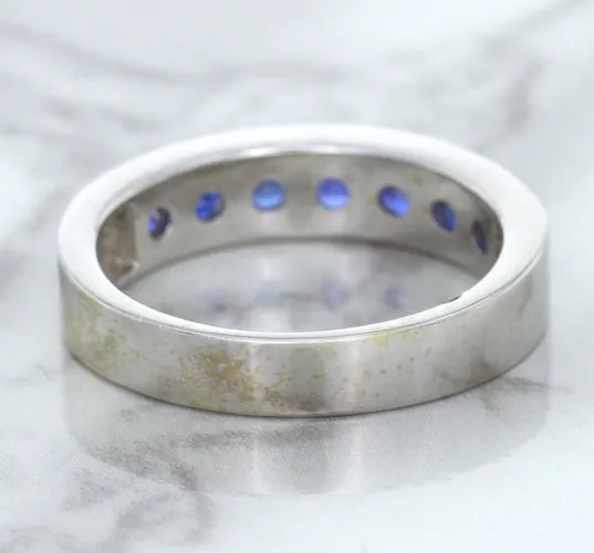 1.22ctw Round Blue Sapphire Ring in 18K White Gold