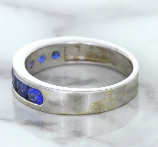 1.22ctw Round Blue Sapphire Ring in 18K White Gold