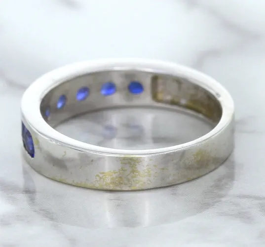 1.22ctw Round Blue Sapphire Ring in 18K White Gold