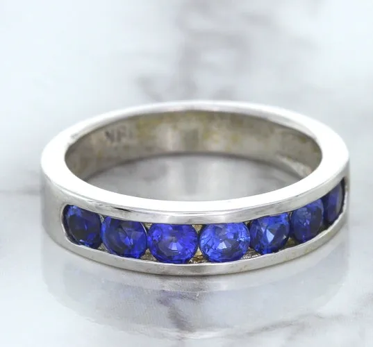 1.22ctw Round Blue Sapphire Ring in 18K White Gold